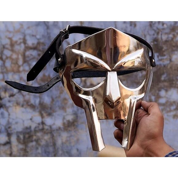 MF Doom Gladiator Mask Adult Steel Silver Cosplay Collectible Face Armor Gift - Picture 2 of 6